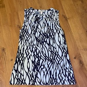 Navy and white Keyhole sleeveless top